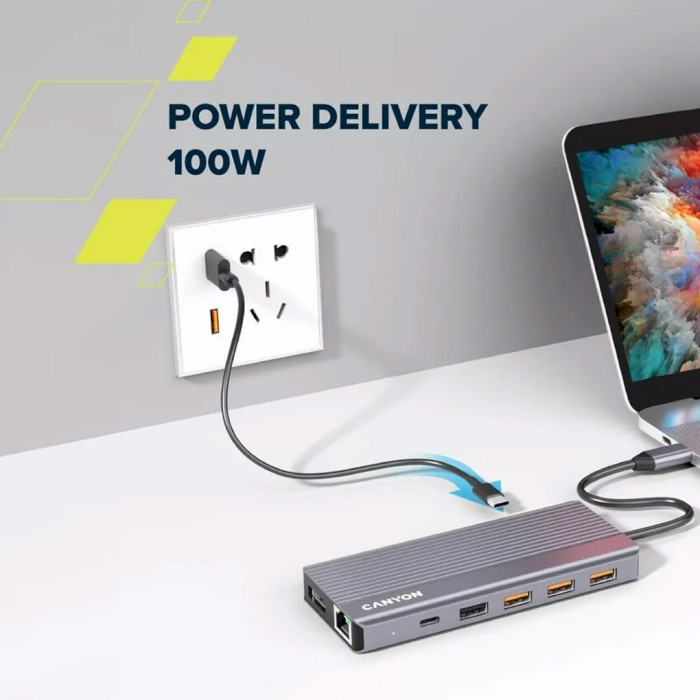 Порт-репликатор CANYON DS-16 USB-C Multiport Hub 13-in-1 (CNS-TDS16)