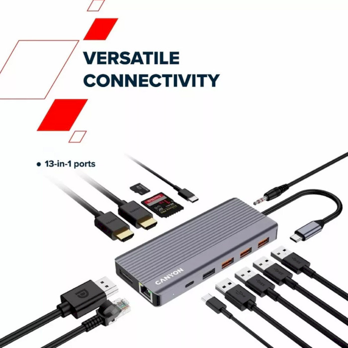 Порт-репликатор CANYON DS-16 USB-C Multiport Hub 13-in-1 (CNS-TDS16)