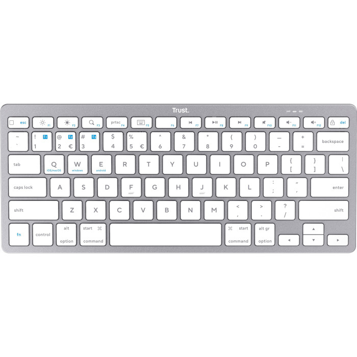 Клавиатура беспроводная TRUST Bluetooth Wireless Keyboard Silver (25486)