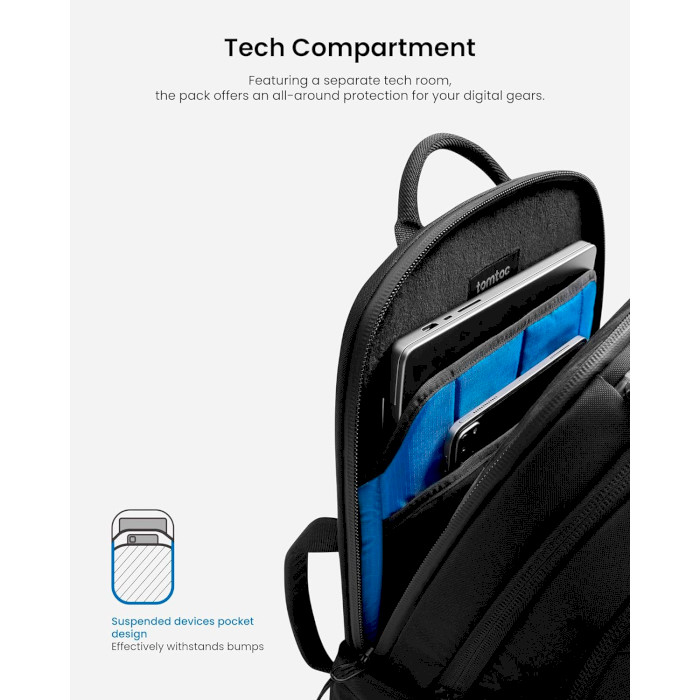 Рюкзак TOMTOC UrbanEX-T65 Laptop Backpack S Black (T65S1D1)