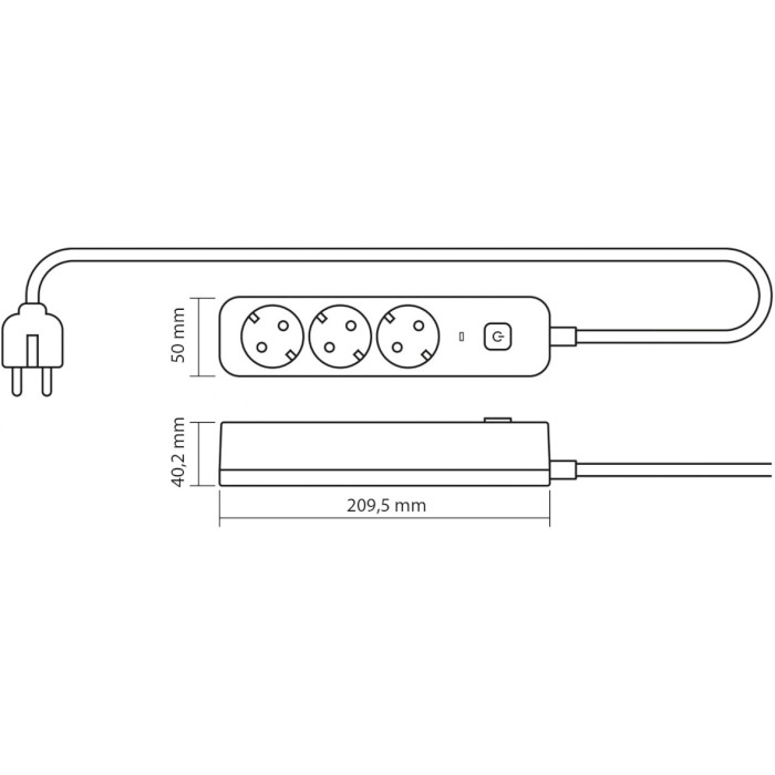 Мережевий фільтр VIDEX Oncord Black, 3 розетки, 3м (VF-PD33G-B)