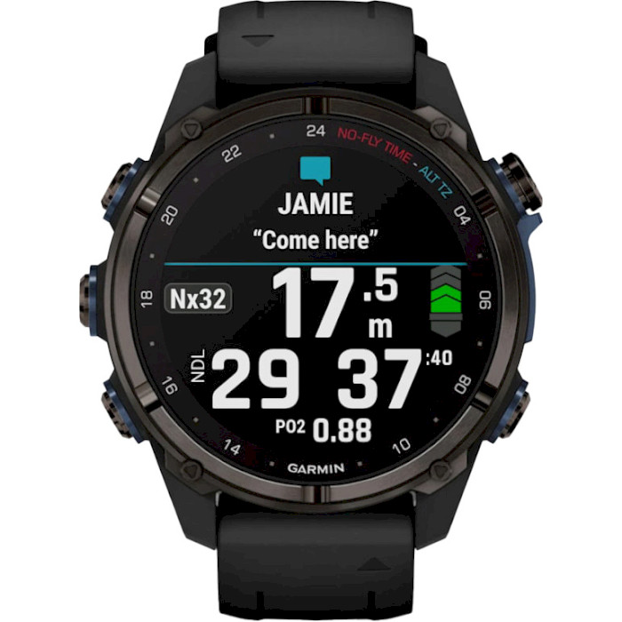 Смарт-годинник для дайверів GARMIN Descent Mk3i 43mm Carbon Gray DLC Titanium with Black Silicone Band (010-02753-11)