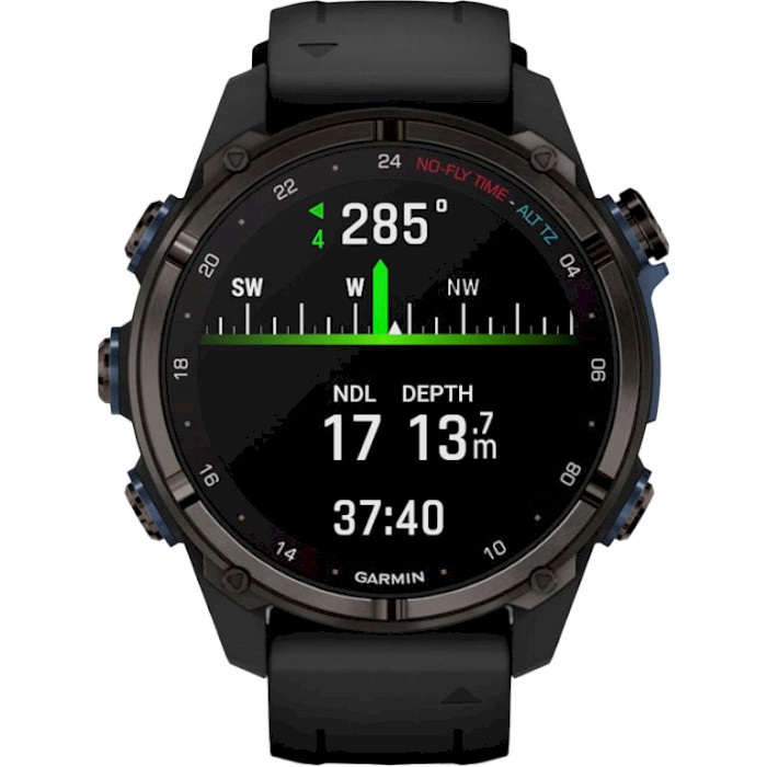 Смарт-годинник для дайверів GARMIN Descent Mk3i 43mm Carbon Gray DLC Titanium with Black Silicone Band (010-02753-11)