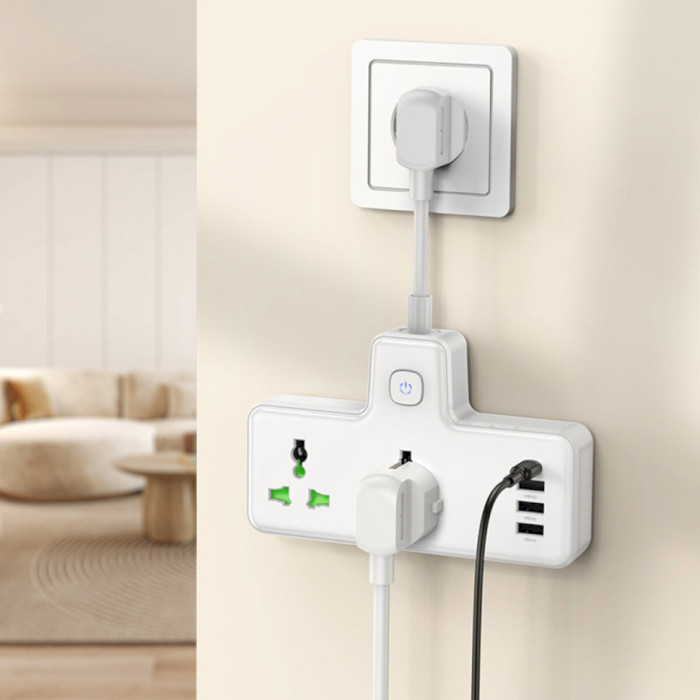 Мережевий розгалужувач HOCO AC11A Voyage White, 2 розетки, 1xUSB-C, 3xUSB