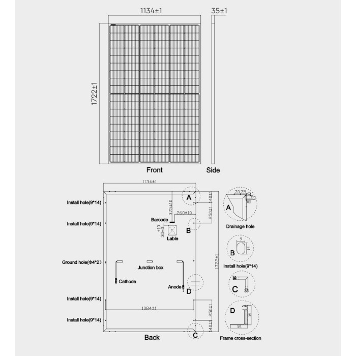 Сонячна панель V-TAC 410W AU410-27V-MH