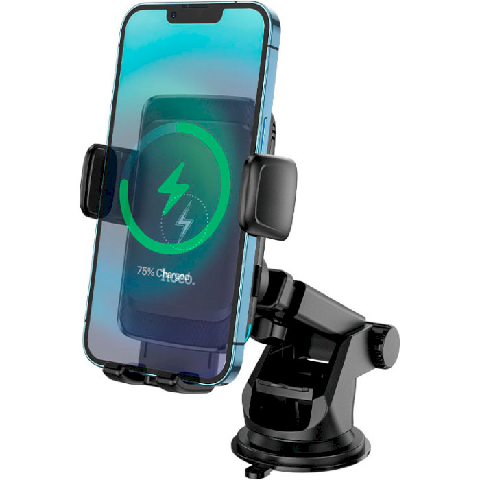 Автотримач з бездротовою зарядкою HOCO S35 Smart Alignment Wireless Charging Car Holder Black