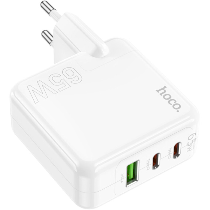 Зарядний пристрій HOCO C115A Header GaN 2xUSB-C, 1xUSB-A, PD65W White (6931474798312)