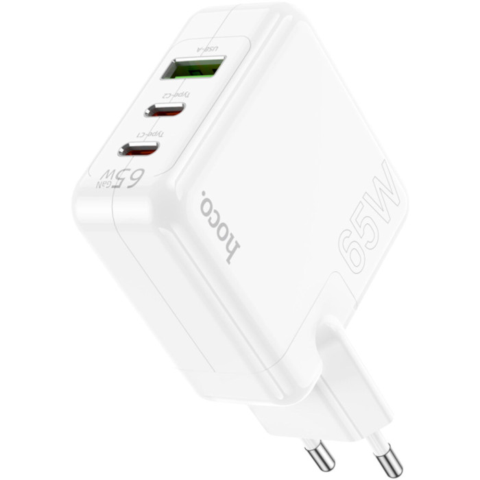 Зарядний пристрій HOCO C115A Header GaN 2xUSB-C, 1xUSB-A, PD65W White (6931474798312)