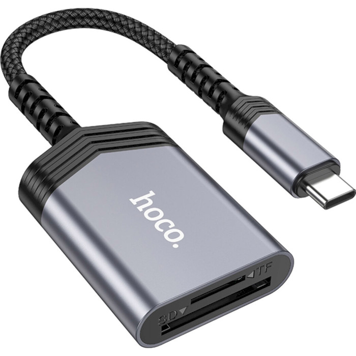 Кардридер HOCO UA25 2-in-1 USB-C to SD/TF Metal Gray