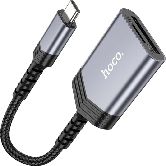 Кардридер HOCO UA25 2-in-1 USB-C to SD/TF Metal Gray