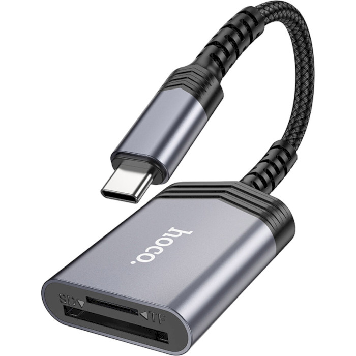 Кардридер HOCO UA25 2-in-1 USB-C to SD/TF Metal Gray