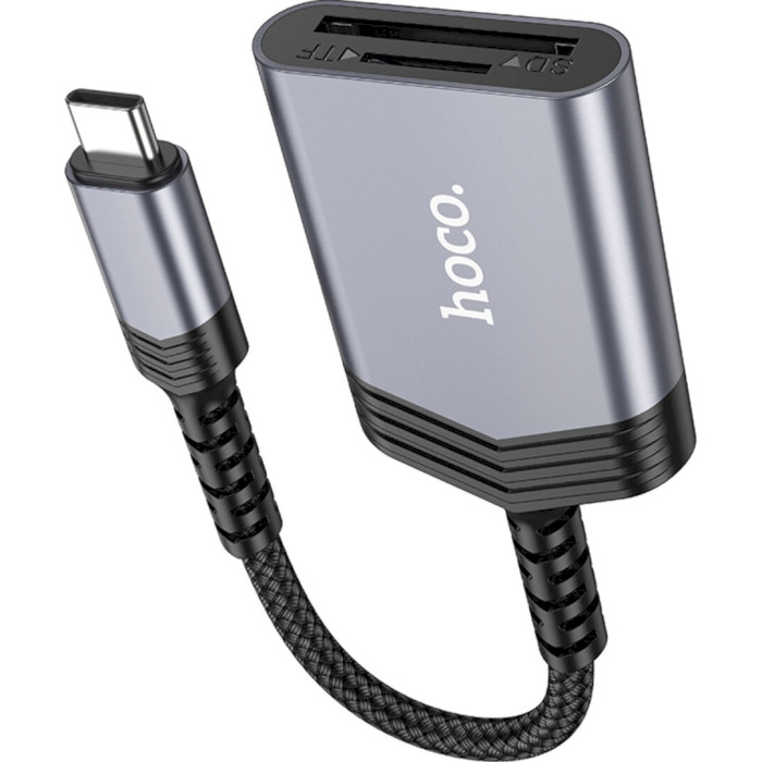 Кардридер HOCO UA25 2-in-1 USB-C to SD/TF Metal Gray