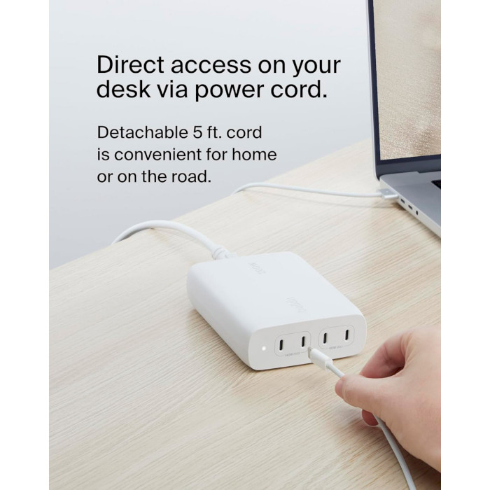 Зарядний пристрій BELKIN Boost Up Charge Pro GaN 4-Ports Charger 200W White (WCH015VFWH)