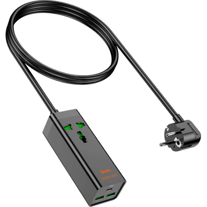 Сетевой фильтр HOCO AC9A Talent Black, 1xUSB-C, 2xUSB, 1.5м