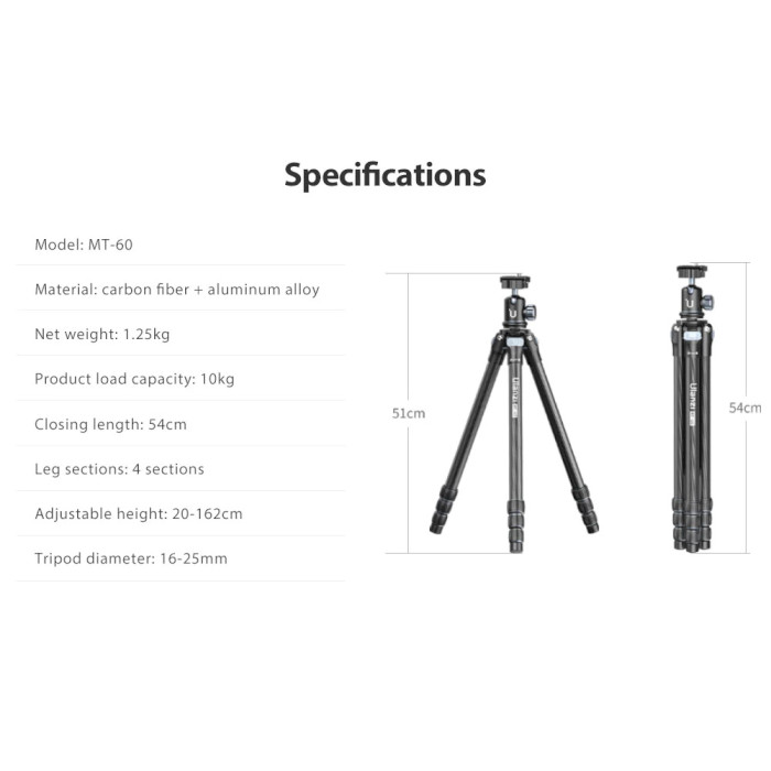 Монопод ULANZI MT-60 Carbon Fiber Portable Travel Tripod (UV-3115)