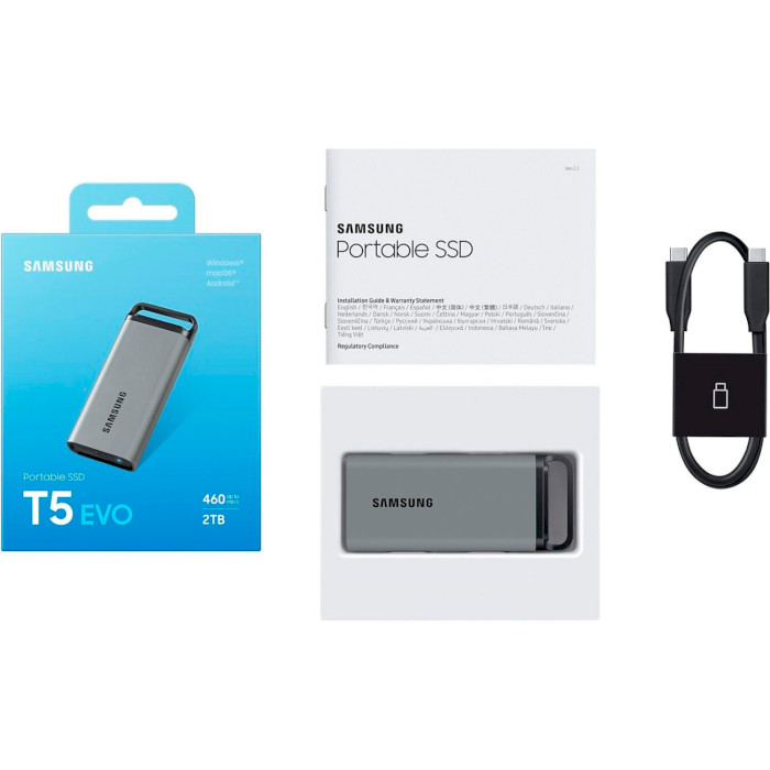 Портативний SSD диск SAMSUNG T5 Evo 2TB USB3.2 Gen1 Gray (MU-PM2T0G)