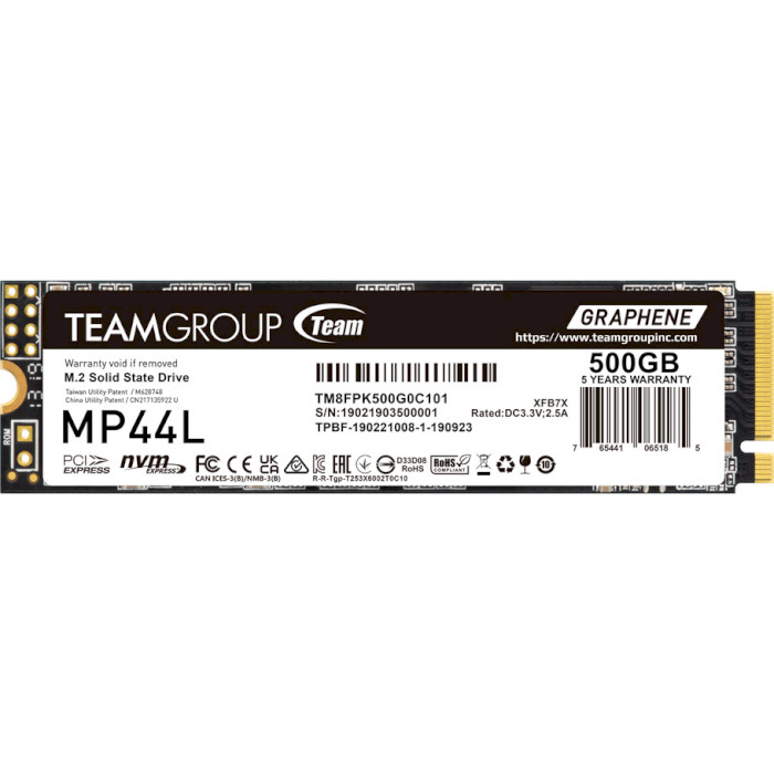 SSD диск TEAM MP44L 500GB M.2 NVMe (TM8FPK500G0C101)