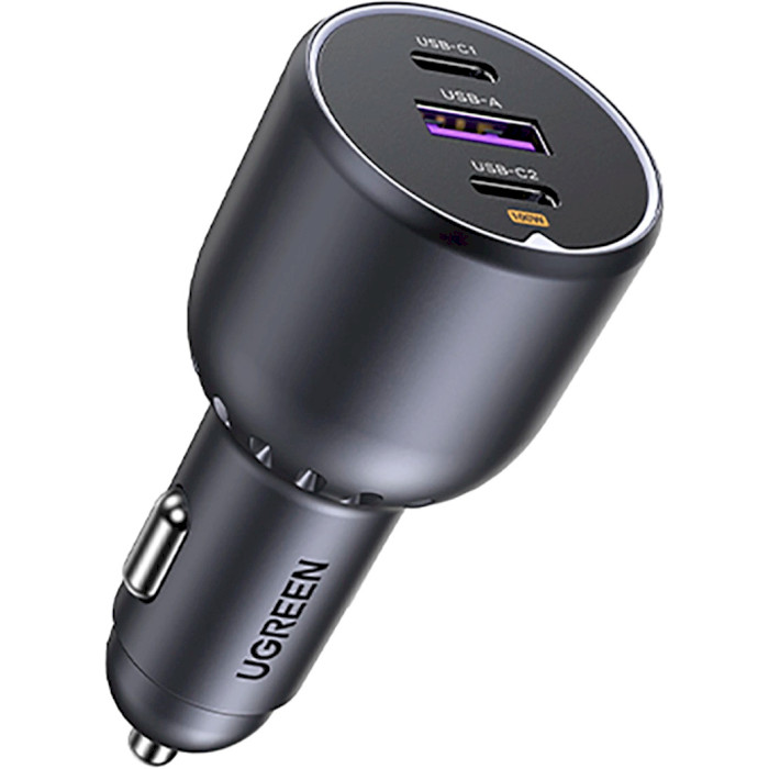 Автомобильное зарядное устройство UGREEN EC705 130W 2xUSB-C, 1xUSB-A, PD3.0, QC3.0 Car Charger Gray (35025)