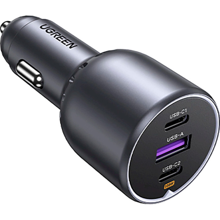 Автомобильное зарядное устройство UGREEN EC705 130W 2xUSB-C, 1xUSB-A, PD3.0, QC3.0 Car Charger Gray (35025)