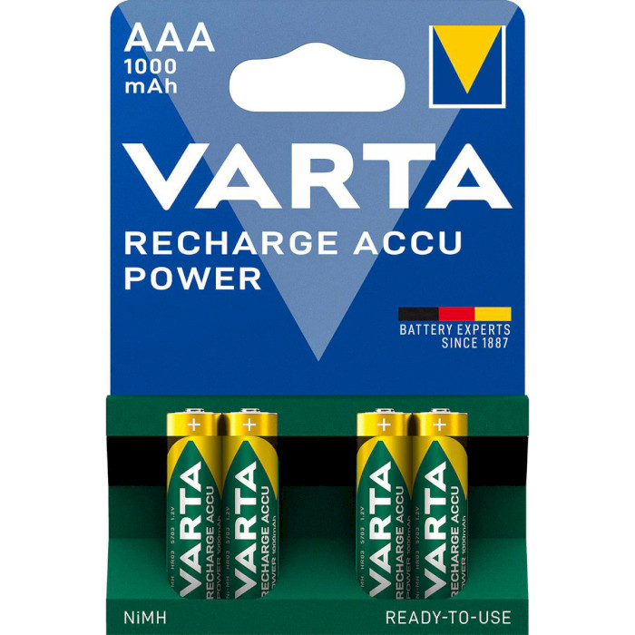 Аккумулятор VARTA Recharge Accu Power AAA 1000mAh 4шт/уп (05703 301 404)