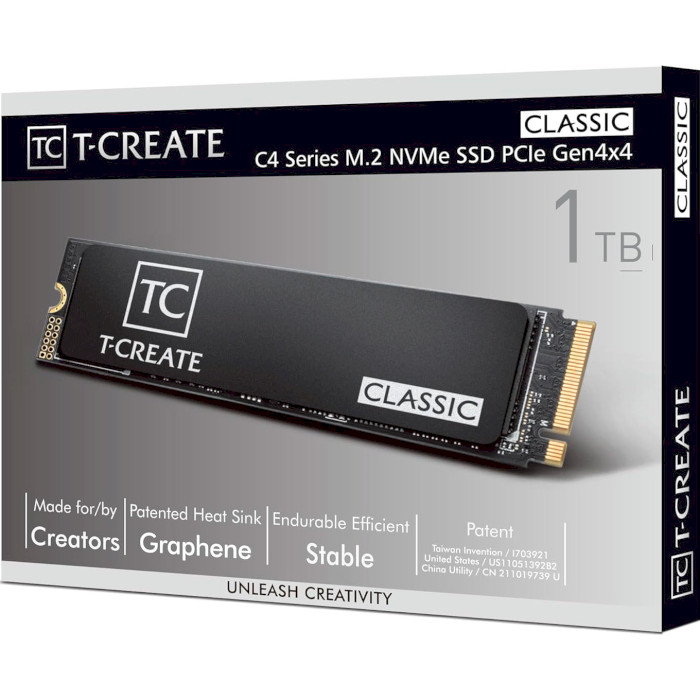 SSD диск TEAM T-Create Classic C47 w/heatsink 1TB M.2 NVMe (TM8FFC001T0C129)