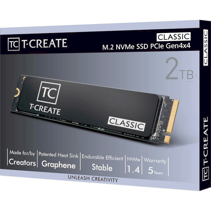 SSD диск TEAM T-Create Classic PCIe 4.0 DL w/heatsink 2TB M.2 NVMe (TM8FPM002T0C329)