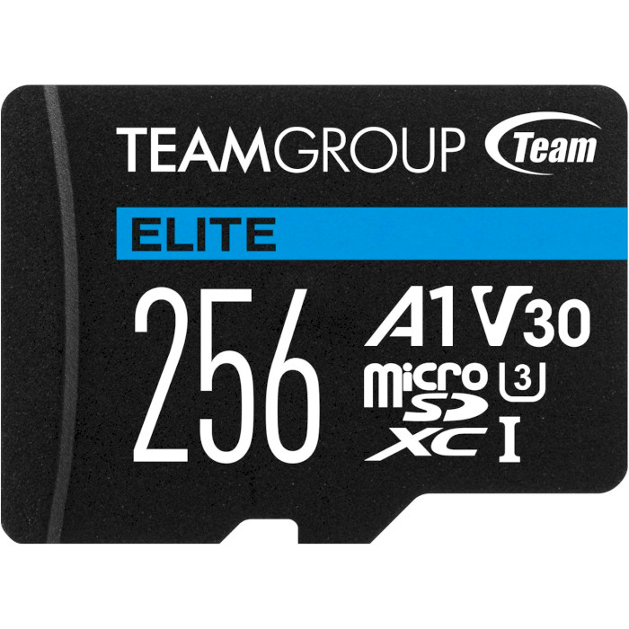 Карта пам'яті TEAM microSDXC Elite 256GB UHS-I U3 V30 A1 Class 10 + SD-adapter (TEAUSDX256GIV30A103)