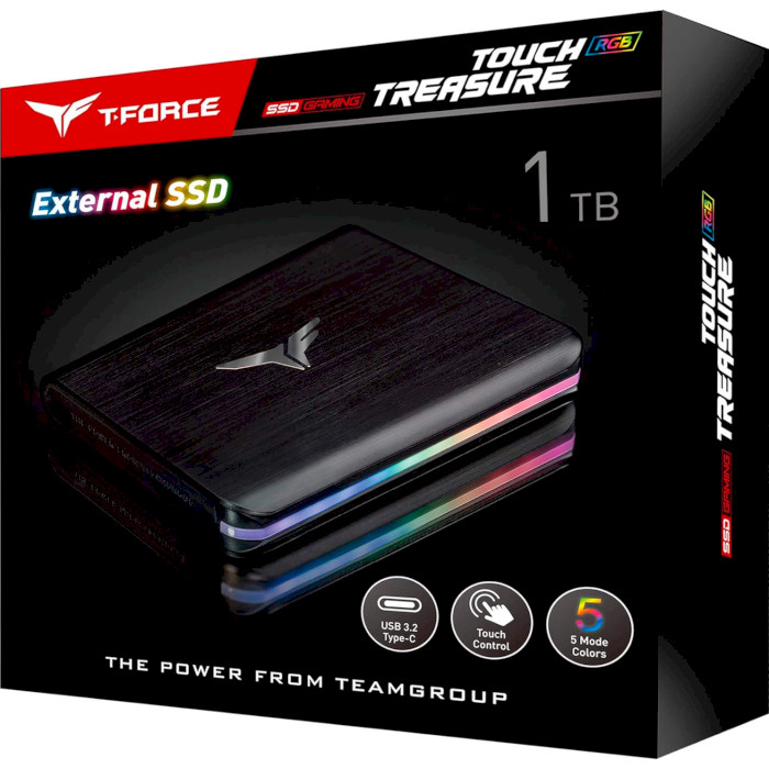 Портативный SSD диск TEAM T-Force Treasure Touch RGB 1TB USB3.2 Gen2 (T8FED8001T0C302)