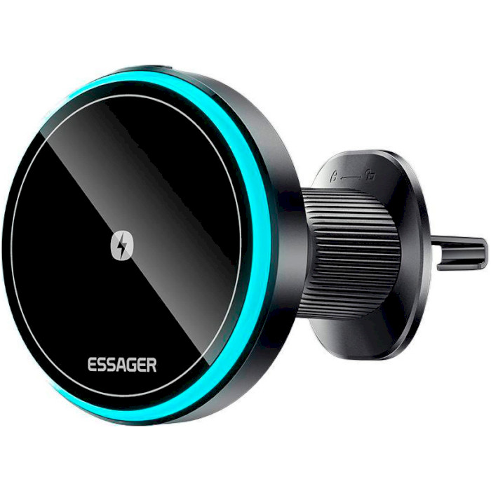 Автотримач з бездротовою зарядкою ESSAGER Element 15W Magnetic Wireless Charger Car Phone Holder Black