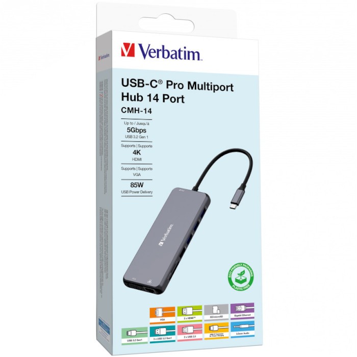 Порт-репликатор VERBATIM CMH-14 USB-C Pro Multiport Hub (32154)