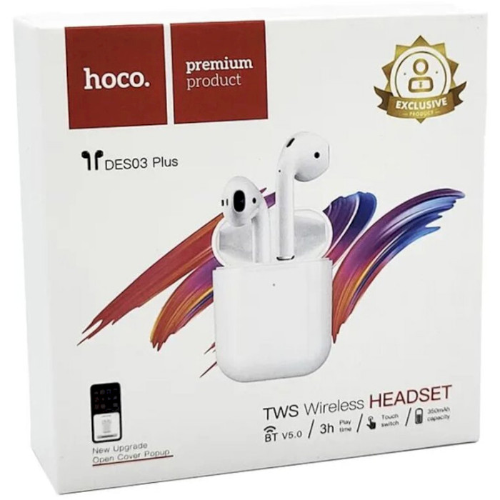 Наушники HOCO DES03 Plus w/Silicone Sleeve White