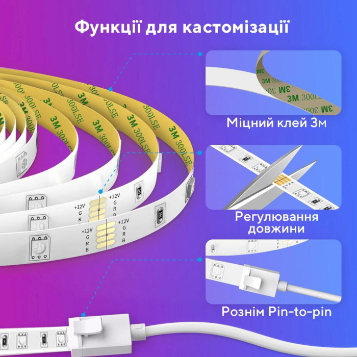 Розумна LED стрічка GOVEE H6110 Smart Wi-Fi + Bluetooth LED Strip Lights RGB 10м (H61103A3)