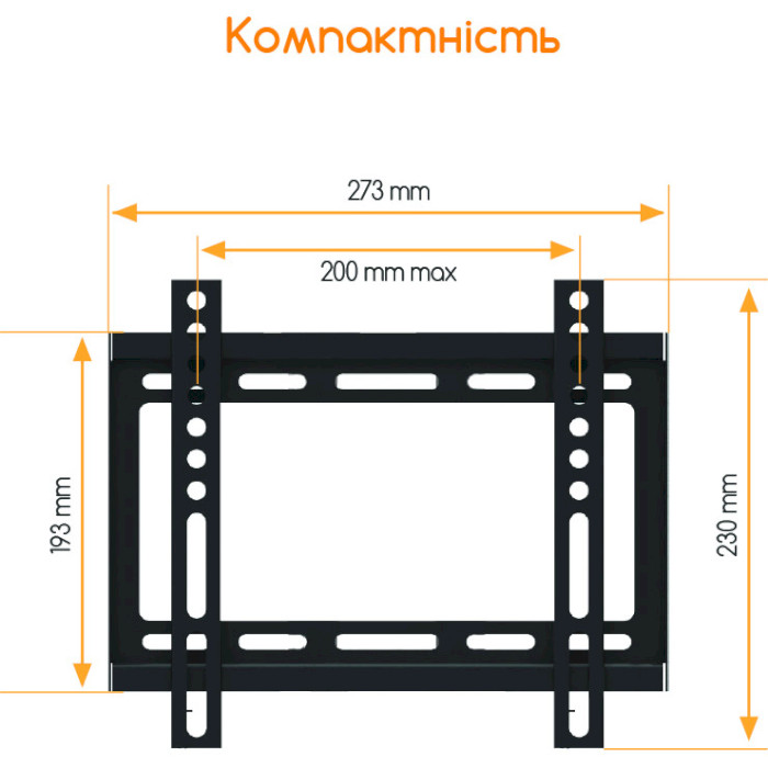 Кріплення настінне для ТВ ACCLAB AL-FR20/F 17"-50" Black