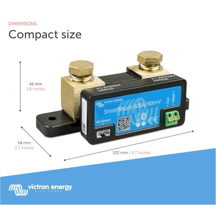 Інтелектуальний монітор батареї VICTRON ENERGY SmartShunt 500A/50mV (SHU050150050)