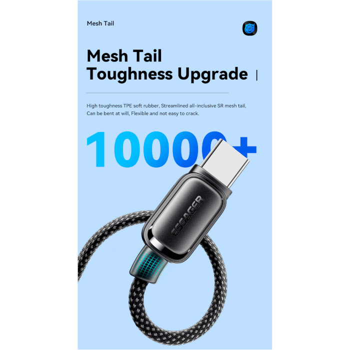 Кабель ESSAGER Jelly Bean 100W Magnetic Data Cable Type-C to Type-C 1м Black (EXCTT1-TD01-P)