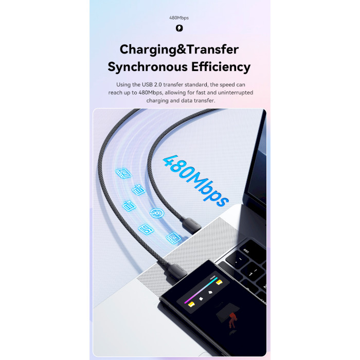 Кабель ESSAGER Breeze 100W Fast Charging Cable Type-C to Type-C 2м White (EXCTT1-WLA02-P)