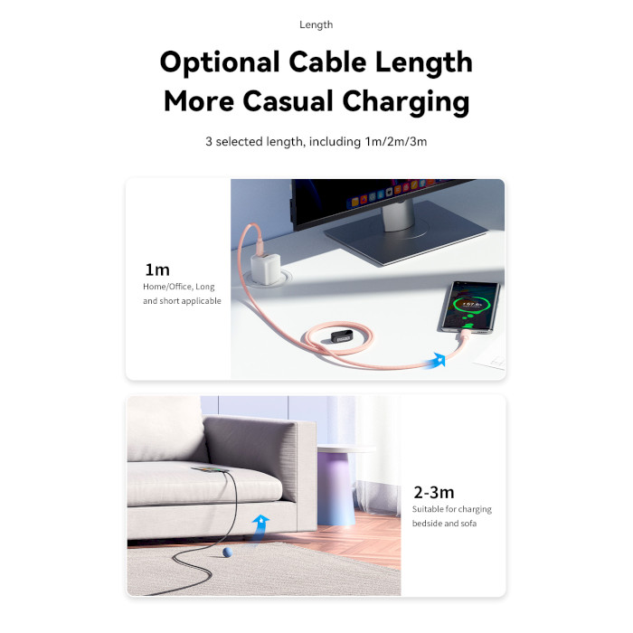 Кабель ESSAGER Breeze 100W Fast Charging Cable USB-A to Type-C 2м White (EXC7A-WLA02-P)