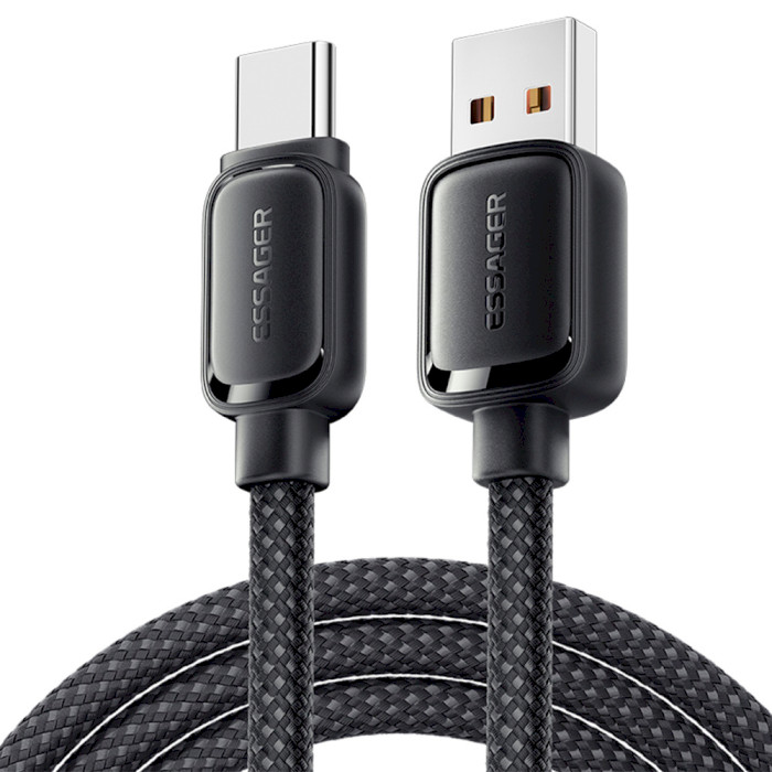 Кабель ESSAGER Jelly Bean 100W Magnetic Data Cable USB-A to Type-C 7A 1м Black (EXCT-TD01-P)