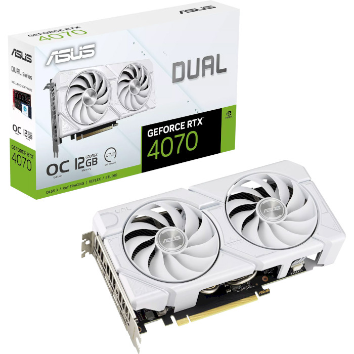 Видеокарта ASUS Dual GeForce RTX 4070 EVO White OC Edition 12GB GDDR6X (90YV0J17-M0NA00)