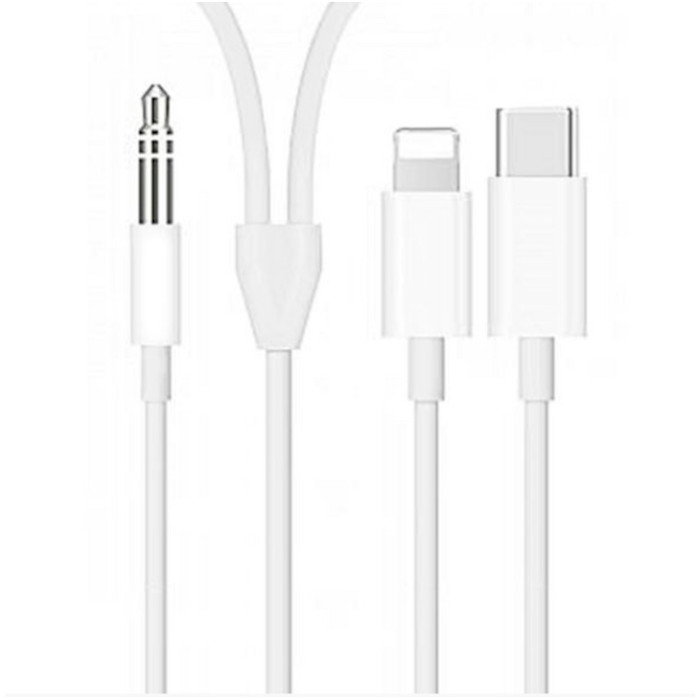 Кабель VOLTRONIC AUX 3.5mm - USB Type-C/Lightning 1м White (JH-CM32)