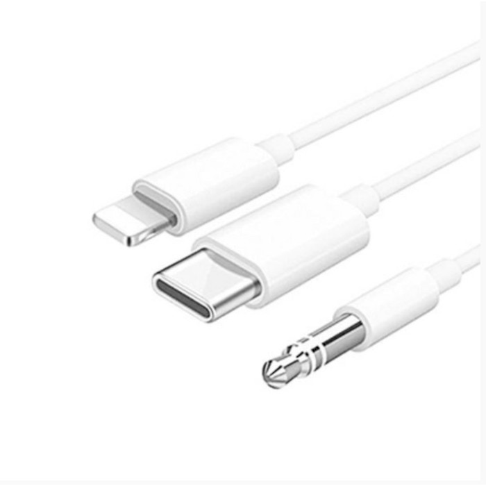 Кабель VOLTRONIC AUX 3.5mm - USB Type-C/Lightning 1м White (JH-CM32)