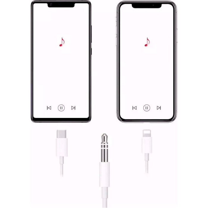 Кабель VOLTRONIC AUX 3.5mm - USB Type-C/Lightning 1м White (JH-CM32)