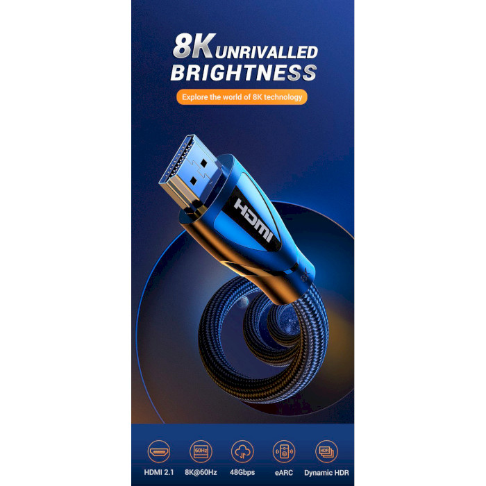 Кабель UGREEN HD140 8K Ultra High-Speed Cable HDMI v2.1 5м Black (80405)