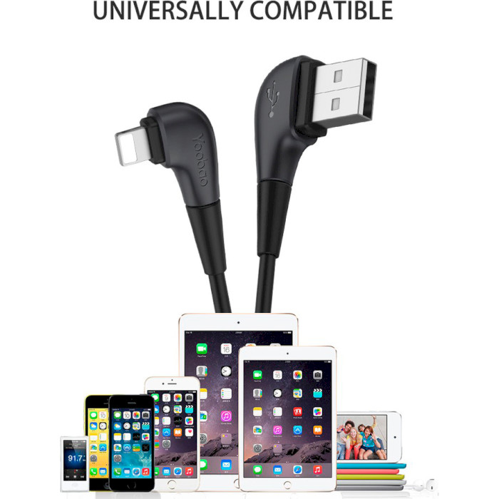 Кабель YOOBAO YB-425 Dual Elbow Design Usb-A to Lightning Cable 1.2м Black (YB-425LIGHTNING-BLACK)