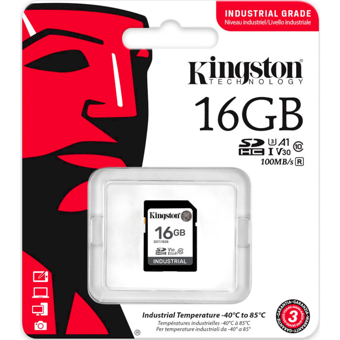 Карта пам'яті KINGSTON microSDHC Industrial 16GB UHS-I U3 V30 A1 Class 10 (SDIT/16GB)