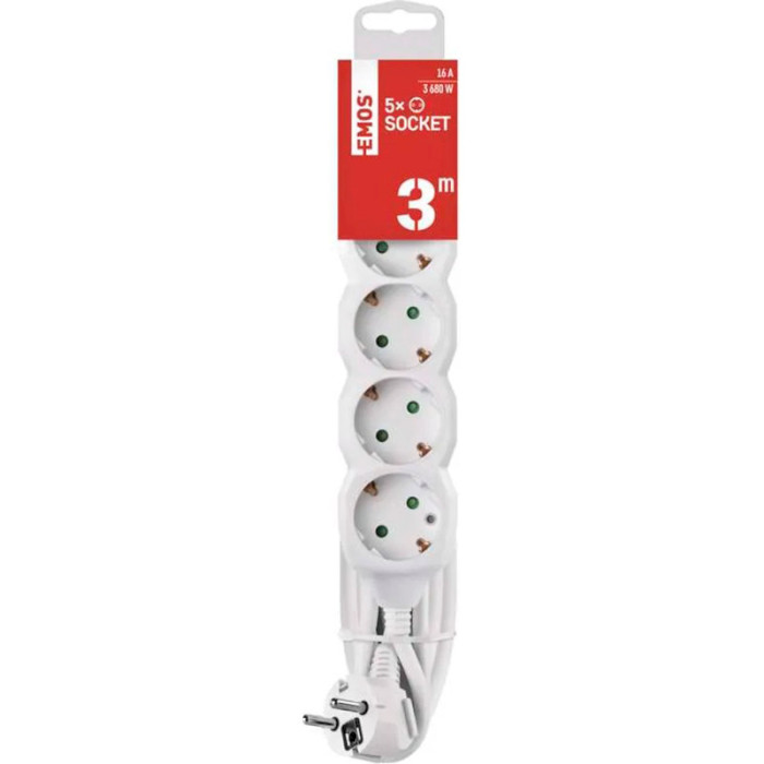 Удлинитель EMOS P0523R White, 5 розеток, 3м