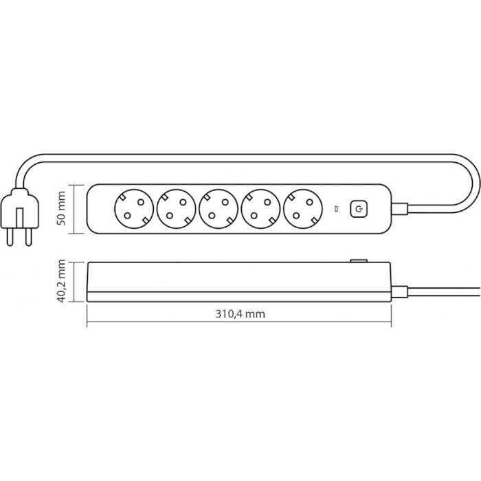 Сетевой фильтр VIDEX Oncord Black, 5 розеток, 3м (VF-PD53G-B)