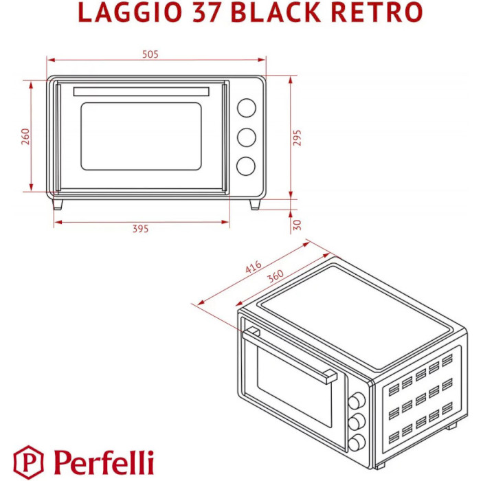 Электропечь PERFELLI Laggio 37 Black Retro