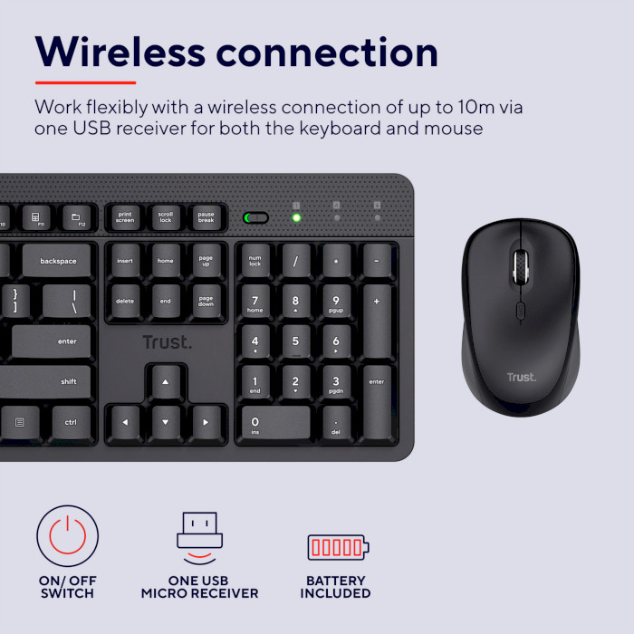 Комплект беспроводной TRUST Ody II Wireless Black (25018)