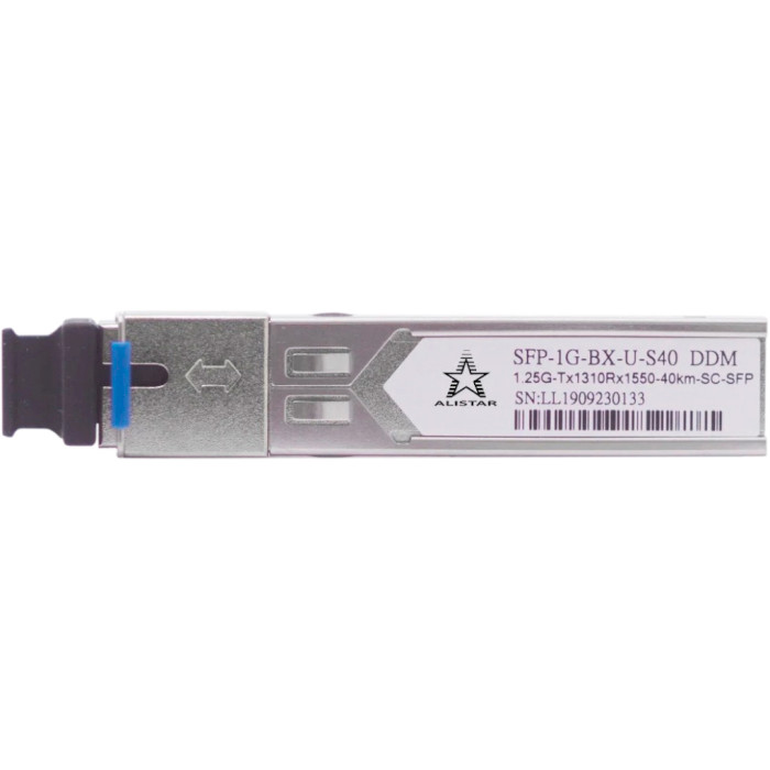 Модуль ALISTAR SFP-1G-BX-U-S40 SFP 1.25GbE Tx1310/Rx1550 40km DDM SM SC